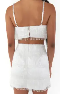 Swift Fringe Top ~ White Beaded Fringe(XXS)
