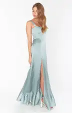 Clarissa Corset Dress ~ Silver Sage Luxe Satin(XXS)