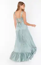 Clarissa Corset Dress ~ Silver Sage Luxe Satin(XXS)