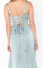Clarissa Corset Dress ~ Silver Sage Luxe Satin(XXS)