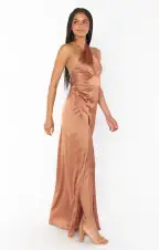 Adele Halter Maxi Dress ~ Copper Luxe Satin(XXS)