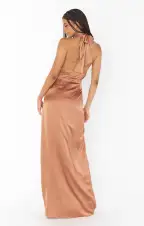 Adele Halter Maxi Dress ~ Copper Luxe Satin(XXS)