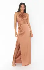Adele Halter Maxi Dress ~ Copper Luxe Satin(XXS)