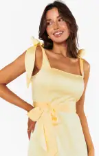 Garden Midi Dress ~ Pale Yellow Luxe Satin(XXS)