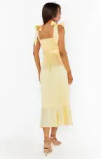 Garden Midi Dress ~ Pale Yellow Luxe Satin(XXS)
