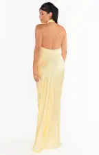 Jasmine Halter Maxi Dress ~ Pale Yellow Luxe Satin(XXS)