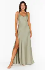Anderson Maxi Dress ~ Moss Green Luxe Satin