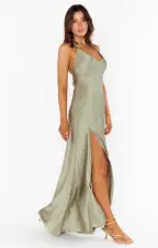 Anderson Maxi Dress ~ Moss Green Luxe Satin(XXS)