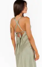 Anderson Maxi Dress ~ Moss Green Luxe Satin(XXS)