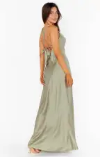 Anderson Maxi Dress ~ Moss Green Luxe Satin(XXS)