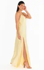 Anderson Maxi Dress ~ Pale Yellow Luxe Satin(XXS)