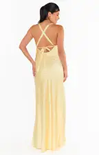 Anderson Maxi Dress ~ Pale Yellow Luxe Satin(XXS)