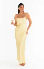 Dani Slip Dress ~ Pale Yellow Luxe Satin(XXS)