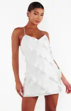 Romance Ruffle Mini Dress ~ Ivory Luxe Satin(XXS)