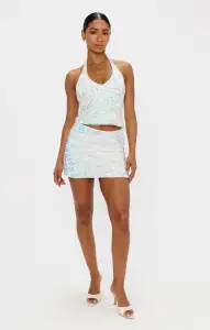 All Night Skort ~ White Sparkle Sequins