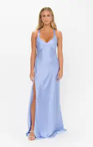 Anderson Maxi Dress ~ Borrowed Blue Luxe Satin(XXS)