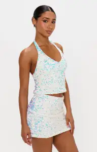 All That Top ~ White Sparkle Sequins(XXS)