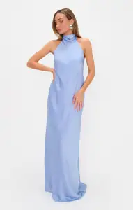 Lisa Maxi Dress ~ Borrowed Blue Luxe Satin(XXS)