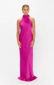 Lisa Maxi Dress ~ Rich Magenta Luxe Satin(XXS)