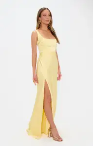 Lana Maxi Dress ~ Pale Yellow Luxe Satin(XXS)