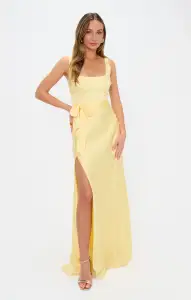 Lana Maxi Dress ~ Pale Yellow Luxe Satin(XXS)