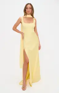 Lana Maxi Dress ~ Pale Yellow Luxe Satin(XXS)