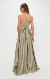 Abigail Maxi Dress ~ Moss Green Luxe Satin(XXS)