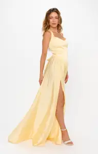 Abigail Maxi Dress ~ Pale Yellow Luxe Satin(XXS)