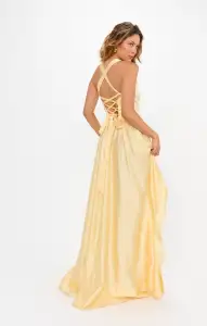 Abigail Maxi Dress ~ Pale Yellow Luxe Satin(XXS)