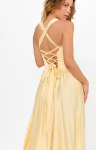 Abigail Maxi Dress ~ Pale Yellow Luxe Satin(XXS)