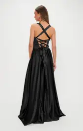 Abigail Maxi Dress ~ Black Luxe Satin(XXS)