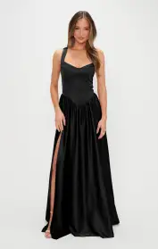 Abigail Maxi Dress ~ Black Luxe Satin(XXS)