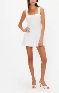 Bradshaw Mini Dress ~ Rosette Mesh White(XXS)