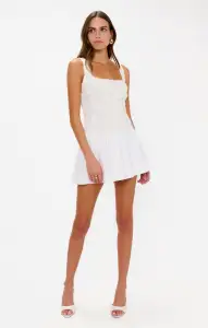 Bradshaw Mini Dress ~ Rosette Mesh White(XXS)
