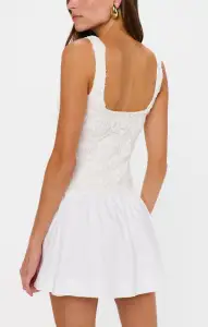 Bradshaw Mini Dress ~ Rosette Mesh White(XXS)