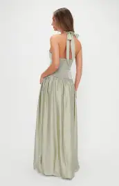 Eliza Maxi Dress ~ Moss Green Luxe Satin(XXS)
