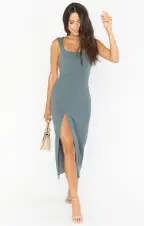 Eden Midi Dress ~ Dusty Sage Stretch(XS)