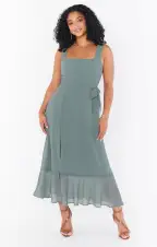 Claire Midi Dress ~ Deep Sage Chiffon(XXS)