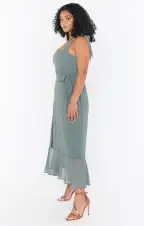 Claire Midi Dress ~ Deep Sage Chiffon(XXS)