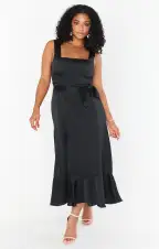 Claire Midi Dress ~ Black Luxe Satin(XXS)