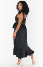 Claire Midi Dress ~ Black Luxe Satin(XXS)