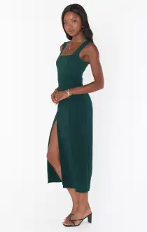 Eden Midi Dress ~ Emerald Stretch(XS)