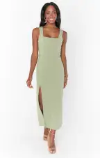 Eden Midi Dress ~ Moss Green Stretch(XXS)