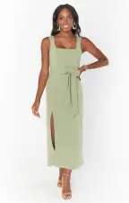 Eden Midi Dress ~ Moss Green Stretch(XXS)