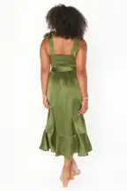 Claire Midi Dress ~ Rich Olive Luxe Satin(XXS)