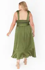 Claire Midi Dress ~ Rich Olive Luxe Satin(XXS)