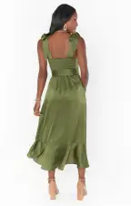 Claire Midi Dress ~ Rich Olive Luxe Satin(XXS)