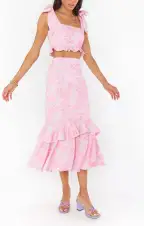 Dutchess Ruffle Skirt ~ Blushing Floral Stretch