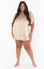 Best Day Button Up ~ Champagne Luxe Satin(XXS)
