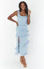 Greta Dress ~ Steel Blue Stretch(XXS)